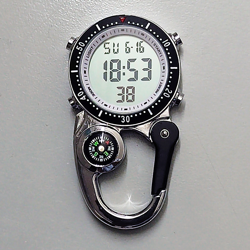 Waterproof Multifunction Digital Carabiner Watch Clip on Fob Watches for Outdoor