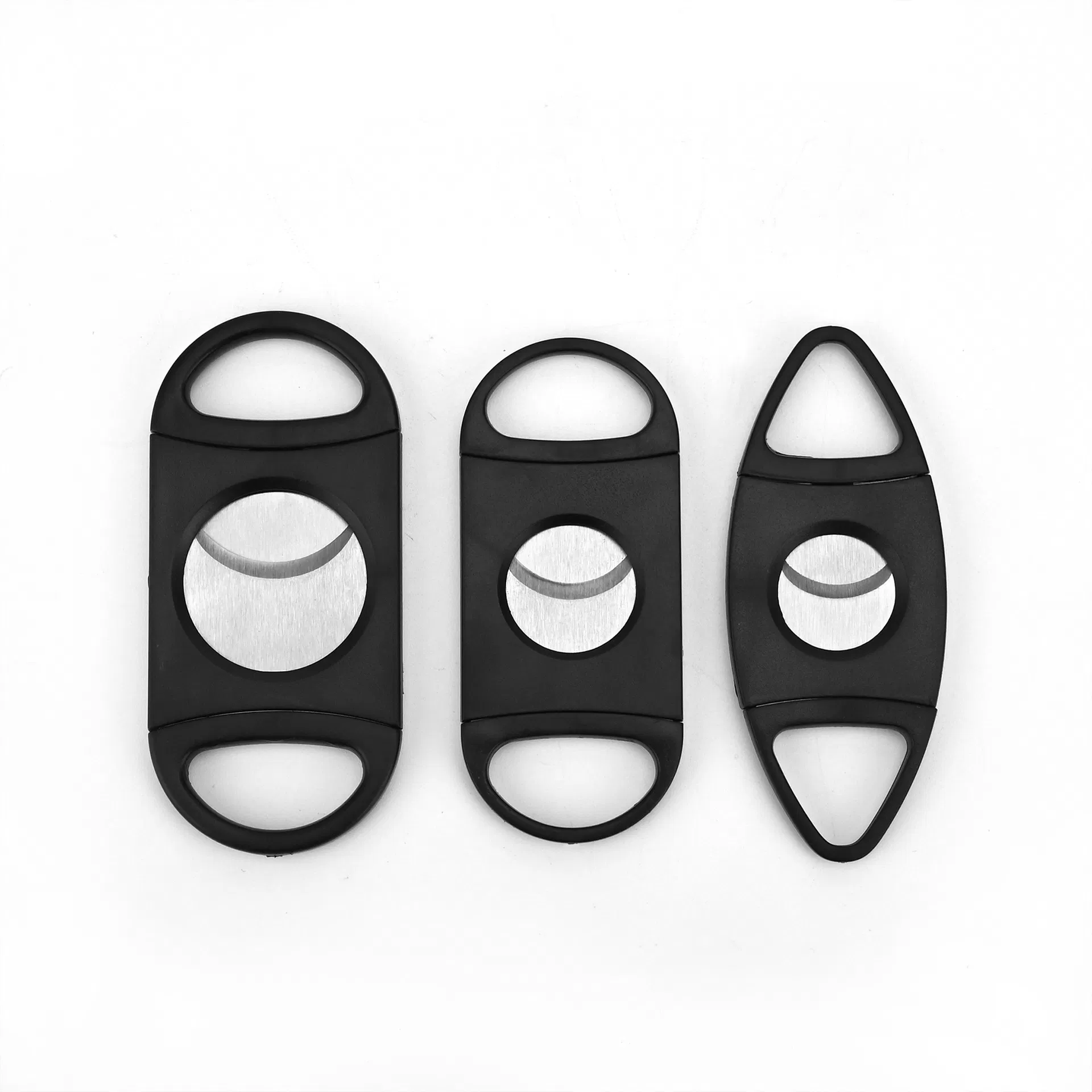 Factory Direct Custom Logo Stainless Steel Cigar Accessories Scissors Punch Portable Black Plastic Cigar Cutter