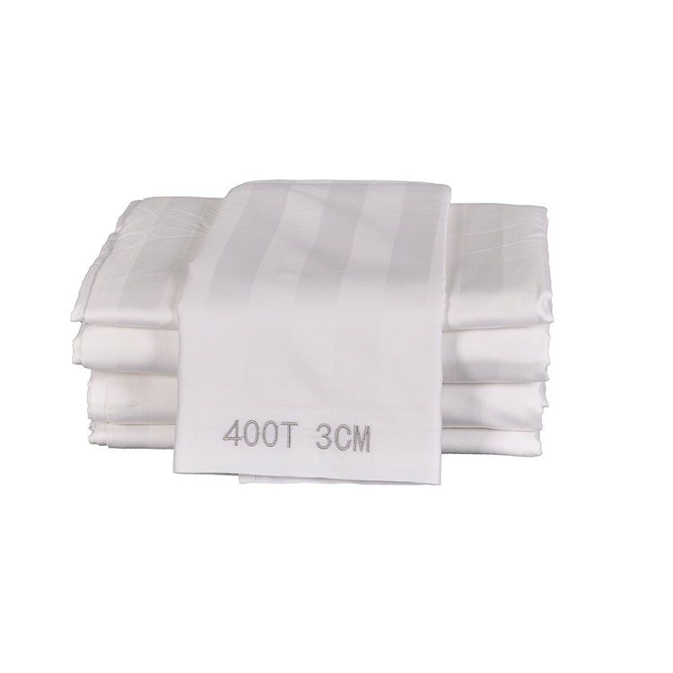 White 3cm Stripe 100% Cotton Single Bed Sheet for Hotel