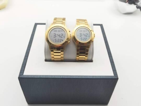 Fine Stainless Steel Elegant Couple Dual Time Analog-Digital Prayer Watch Islamic Mosque Azan Watch as-T002/T003