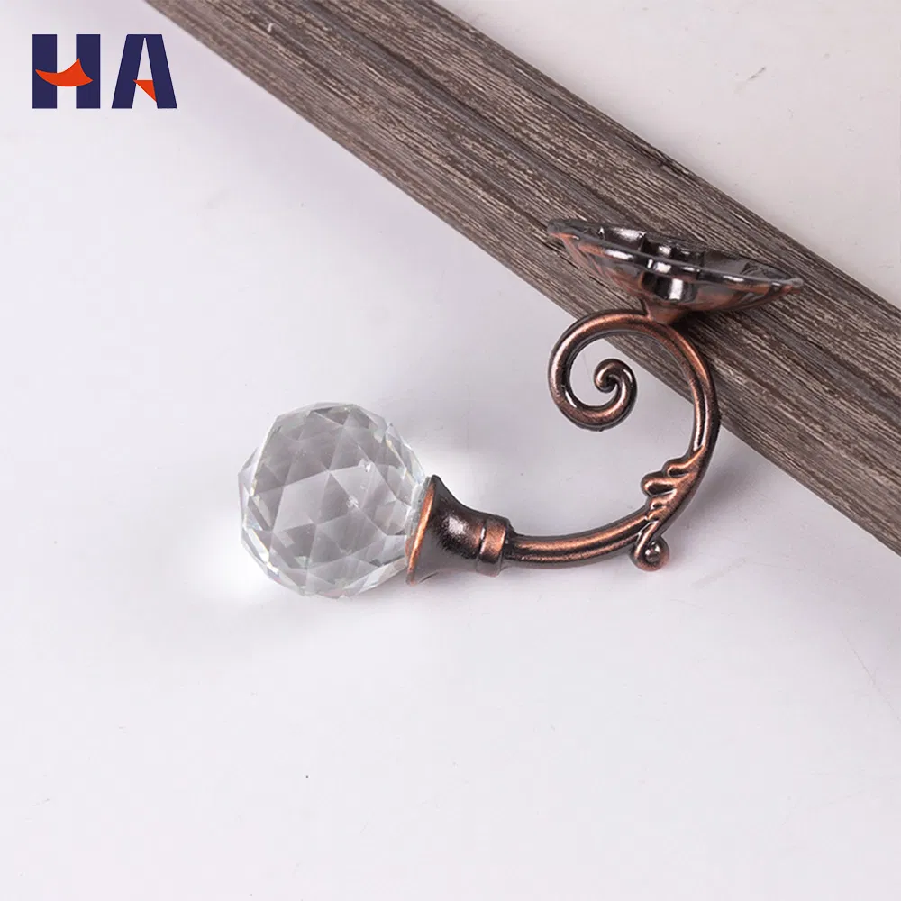 Hot Selling Luxury Curtain Crystal Wall Hook European-Style U-Shaped Zinc Alloy Glass Holdback Accessories for Home Decoration