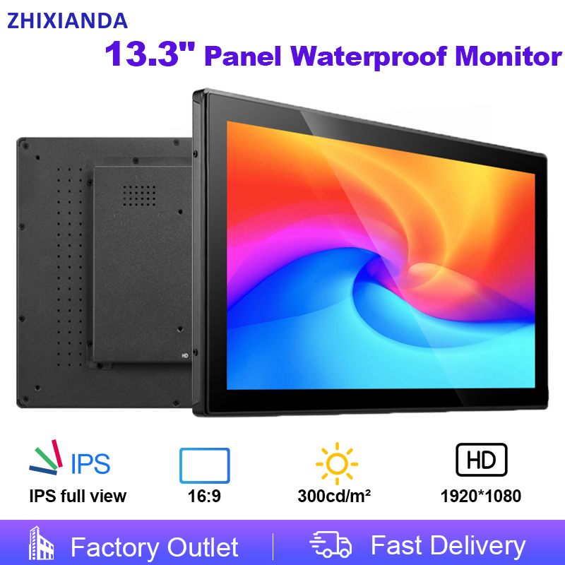 13.3 Inch Waterproof Capacitive Touch Monitor HD-Mi VGA Industrial Monitor