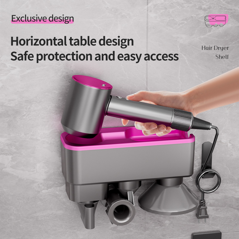 Wall Mounted Self Adhesive Black Hair Dryer Organizer Holder Blower Holder Hair Dryer Rack