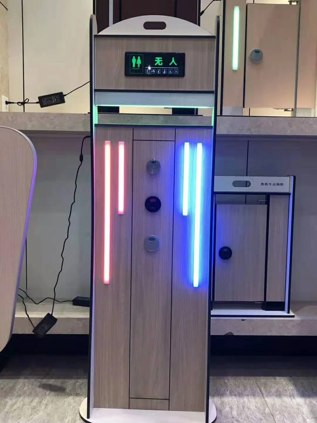 Waterproof Fireproof PVC HPL Toilet Partition with LED Light