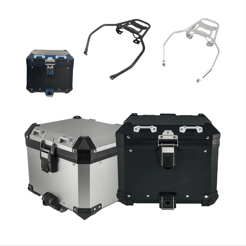 Aluminum Motorcycle Panniers Top Box with Rack Bracket Support