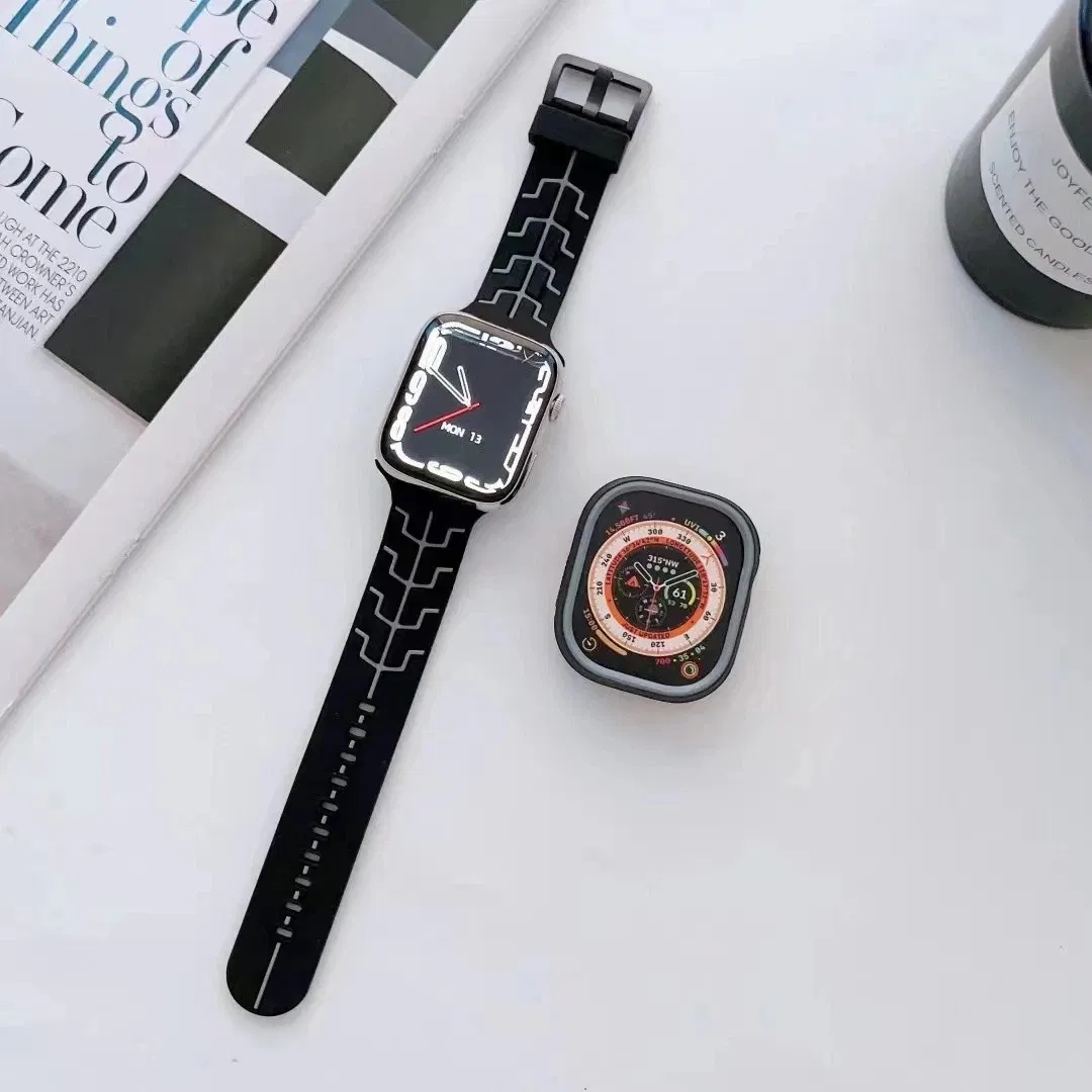 Multicolored Replacement Watch Band with Cover Case Silicone Straps