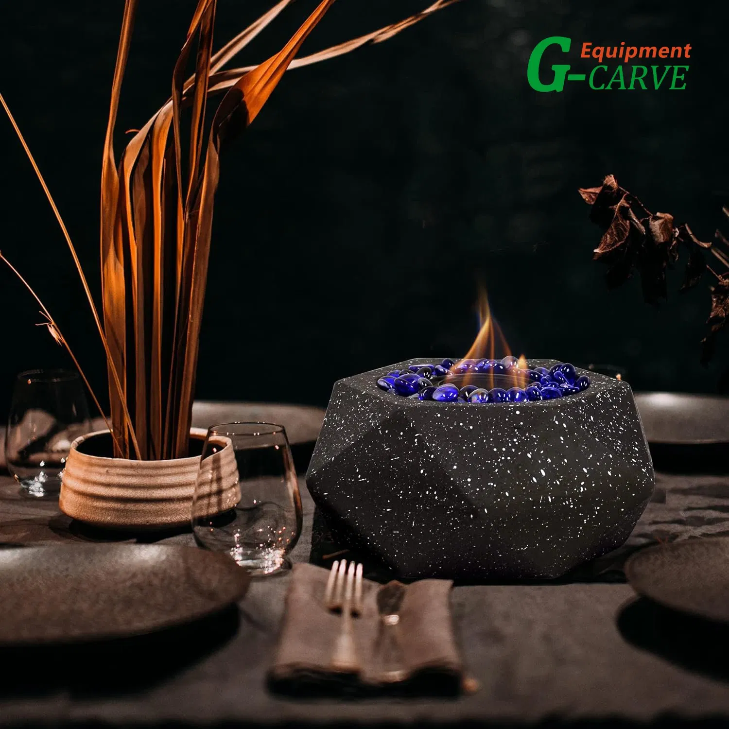 G-Carve Tabletop Fire Pit Alcohol Fireplace for Indoor Outdoo Fire Bowl