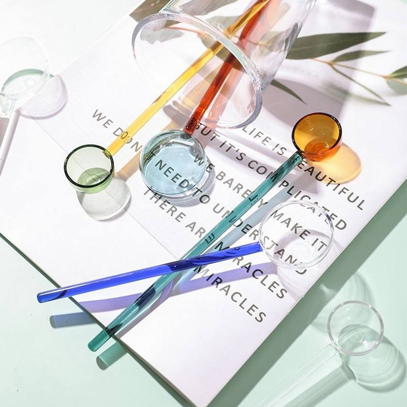 Spoon for Coffee Ice Cream Desserts Soup Honey Sugar Sauce Stirring Serving Customized Chroma Glass Long Handle Multi-Purpose Spoon