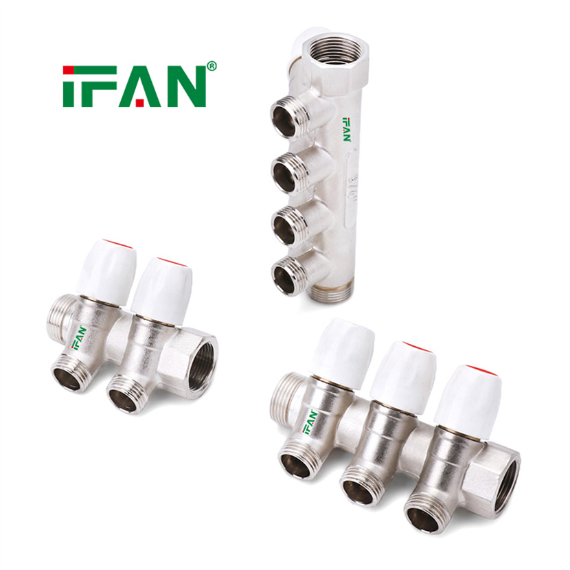 Ifan Durable Under Floor Heating Manifold 2-4 Way Brass Manifold Pex Pipe Manifold