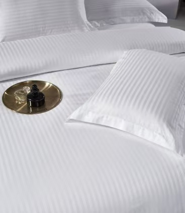 Nantong Customized Size Hotel Bed Sheet 4 Pieces 240tc 3cm Stripe White Jacquard Bedding Set for Hotel and Home