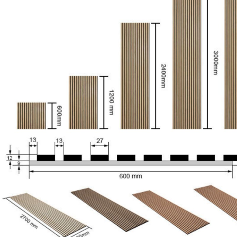 Homes Decorations Wall Panel Boards Sound Proofing Wooden Slat Polyester Acoustic Panel