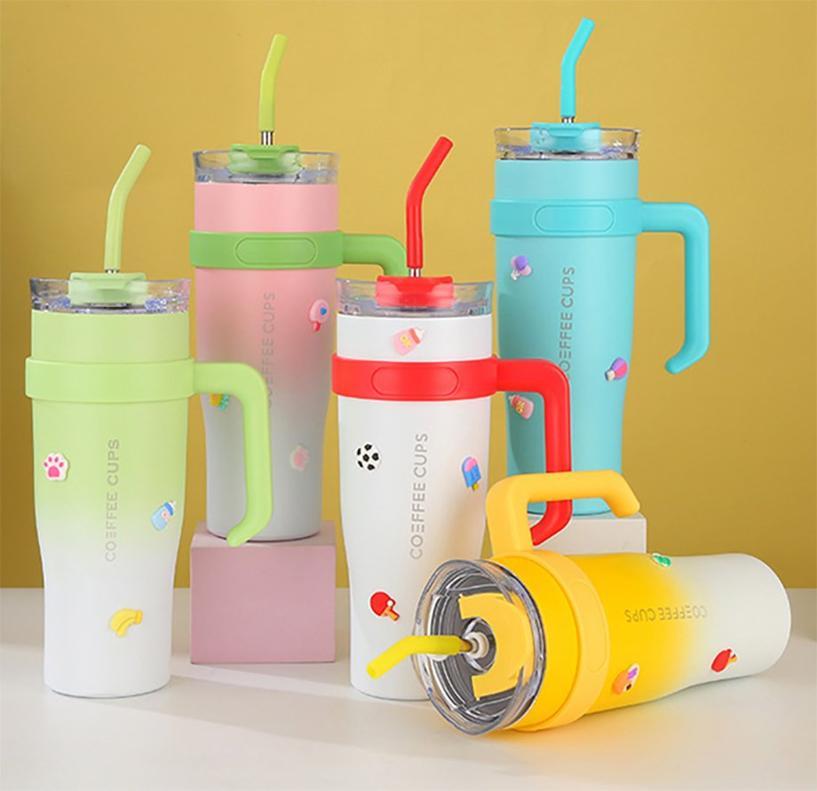 Hot Selling Stainless Steel Travel Mug 40oz Insulated Vacuum Tumbler with Handle and Straw