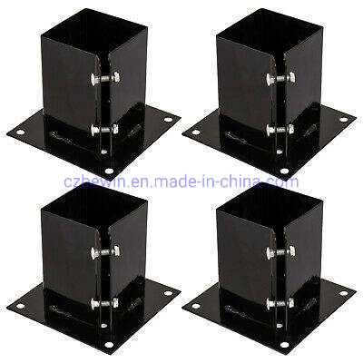 High Quality Durable 4X4 Concrete Bolt Down Pergola Pole Galvanised Powder Coated Black Anchor Metal Wooden Fence Post Base