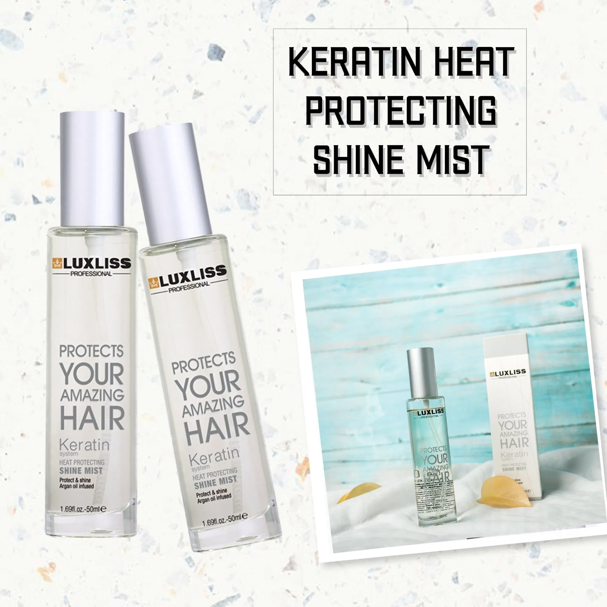 Luxliss UV Protection Keratin Hair Products Heat Protectant & Nourishing Hair Spray Mist