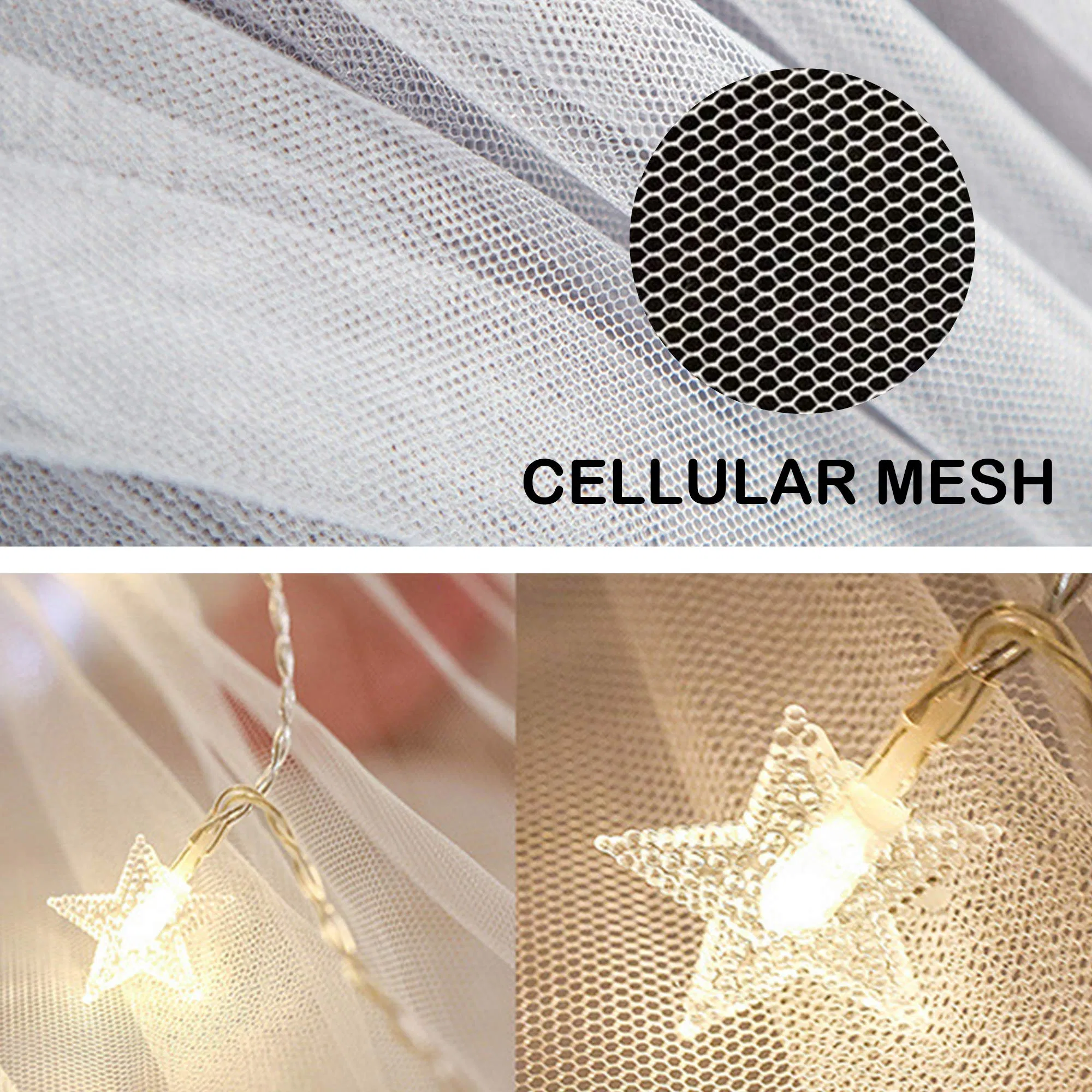 Bed Canopy Battery Operated LED Lights Elegant Dome Bed Netting Mosquito Net