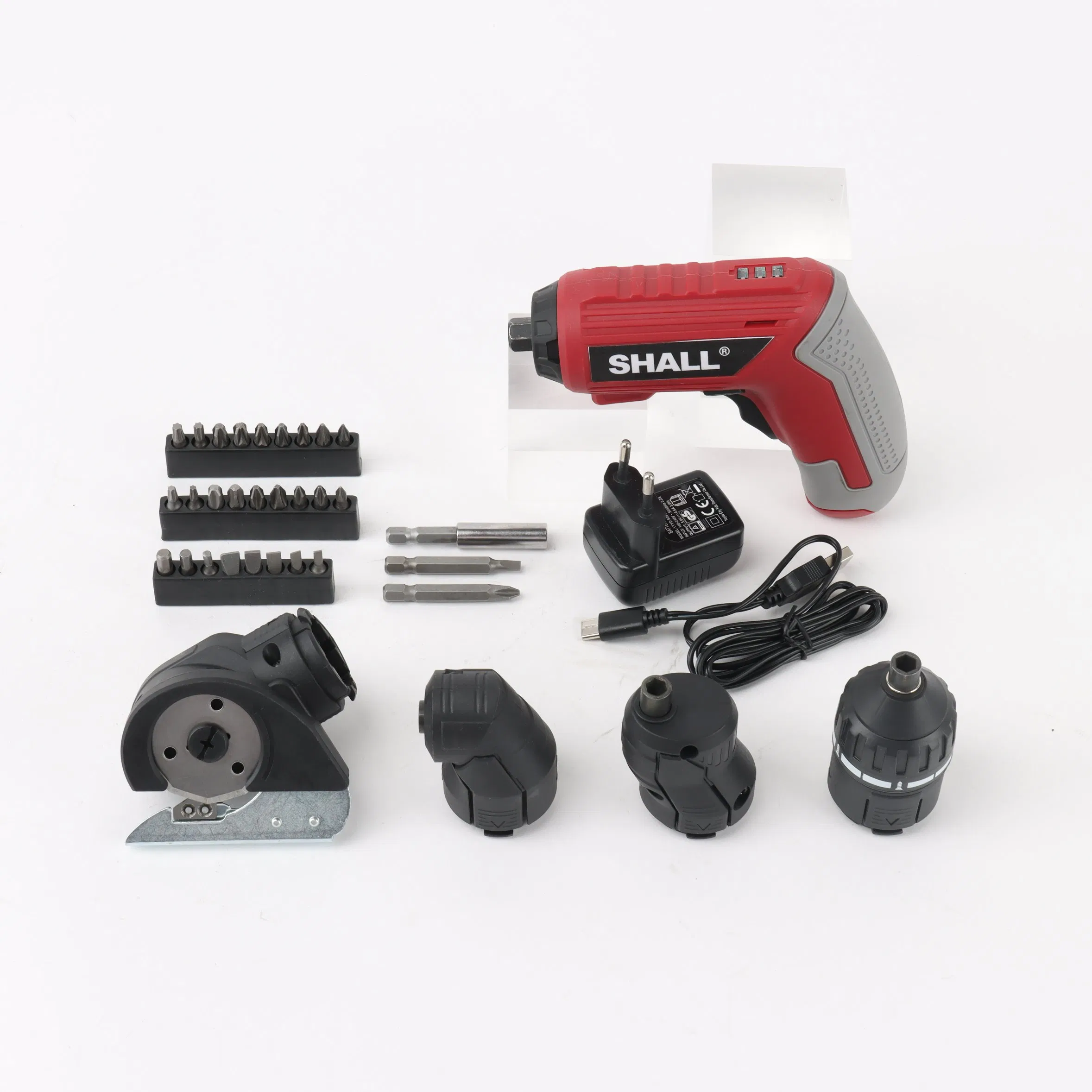 Multi Tools Cordless Screwdriver 4.2V Drill Driver Torque Screwdriver 6nm 4 Changeable Heads Torque Adjustable with USB Cable