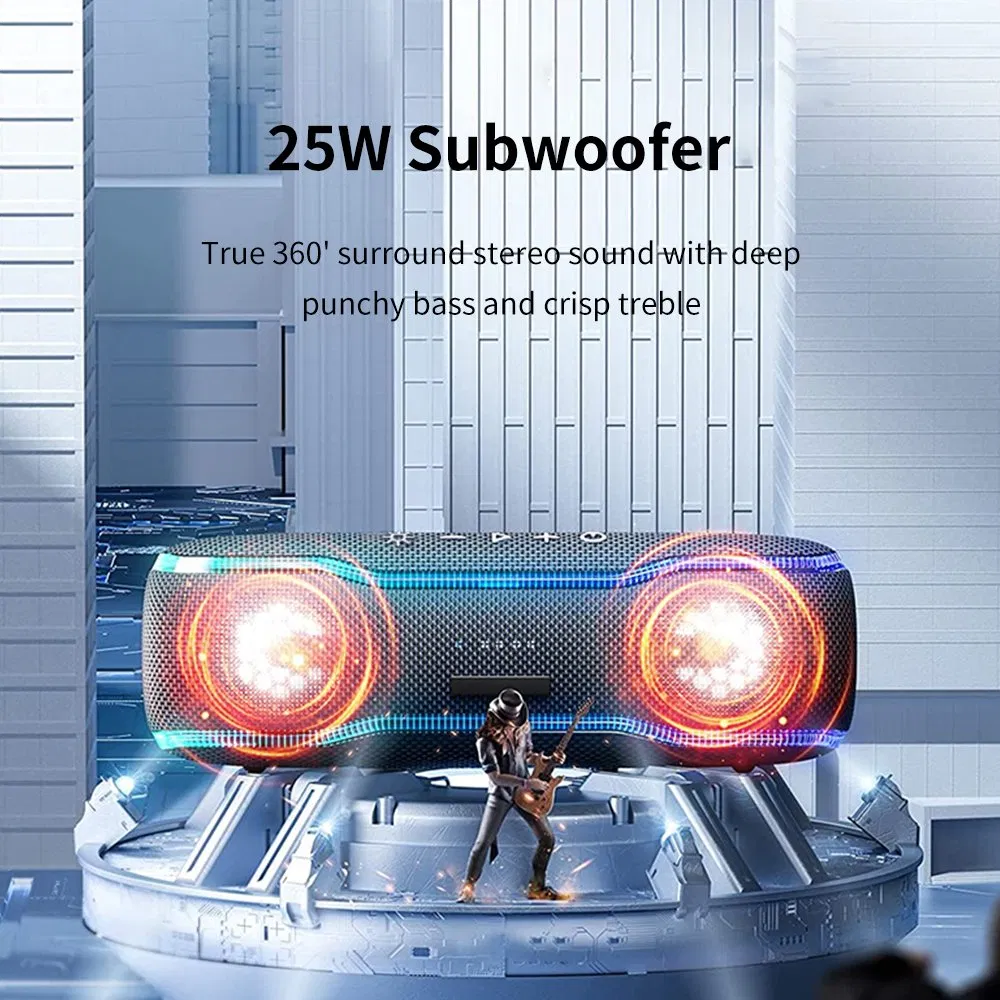 Cyboris F10 Tws Bluetooth Speaker Ipx7 Waterproof 25W Extra Bass Subwoofer with RGB Light