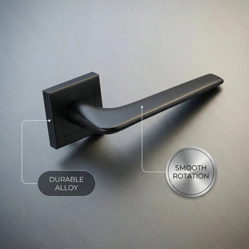 Door Lock Hardware Aluminum Polished Finish Door Lever Handle for Hotel