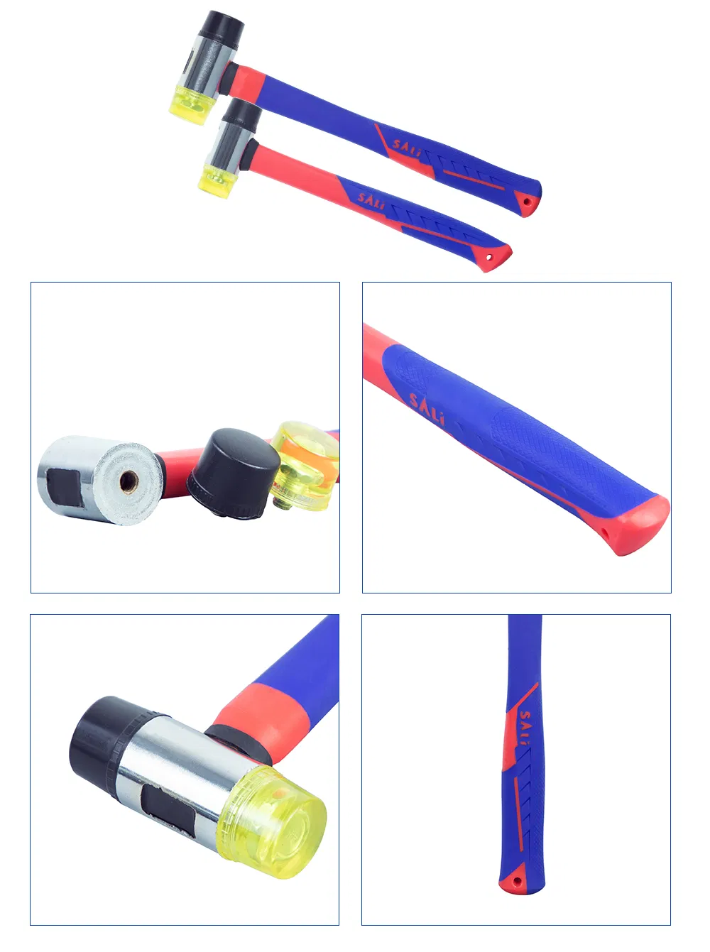 Sali 30mm Iron Head with PP+TPR Double-Faced Rubber Soft Hammer