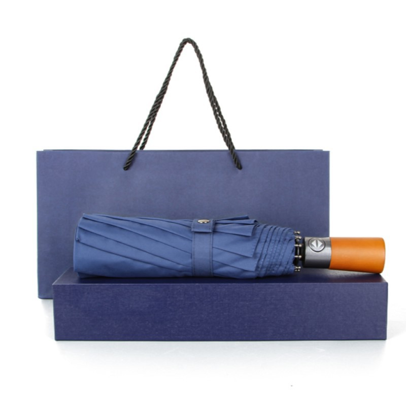 Большая прямая зонт-трость с логотипом, ветроустойчивая