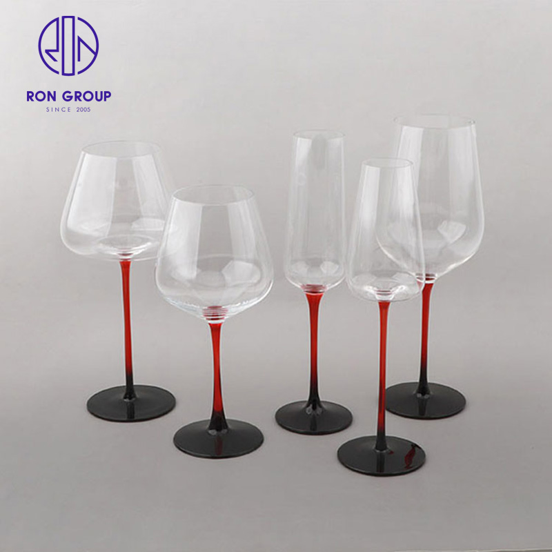 Modern Simple Tang Du Crystal Cup Red Rod Black Bottom Red Wine Glass