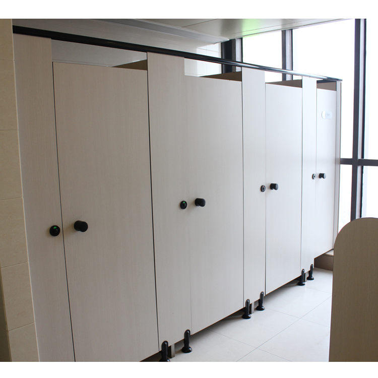 White and Black Compact Laminate Cubicle Toilet Partition