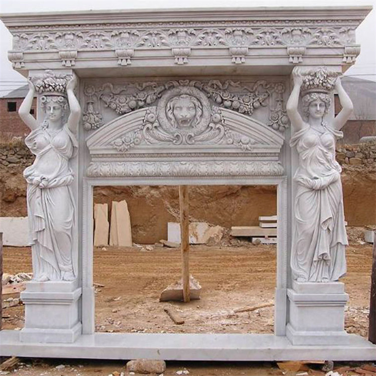 White Marble Stone/Limestone/Travertine Fireplace Mantel/Fireplace with Good Carving