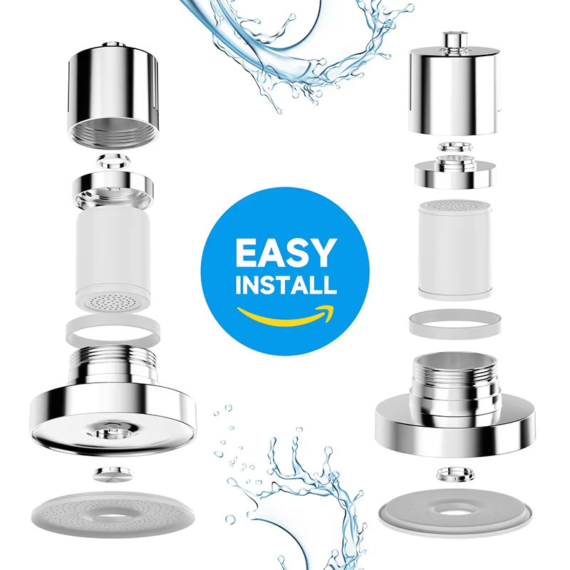 Sanipro Removes Chlorine Harmful Substances 3 Modes High Pressure Shower Head with 15 Stage Hard Water Filter Cartridge