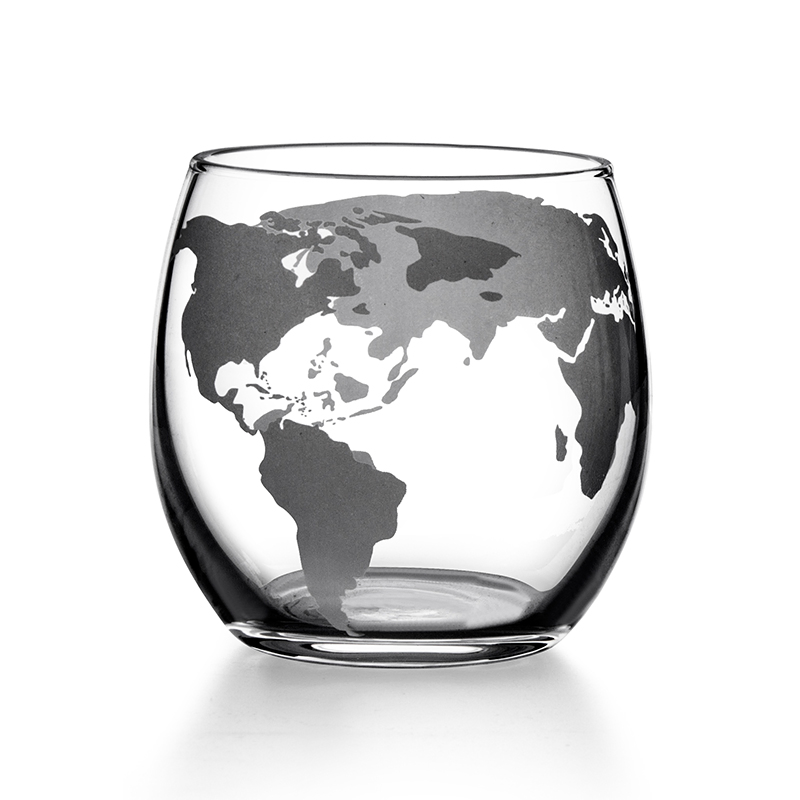 Hand Made Borosilicate Liquid Etched Globe Decanter Set with Whisky Cups