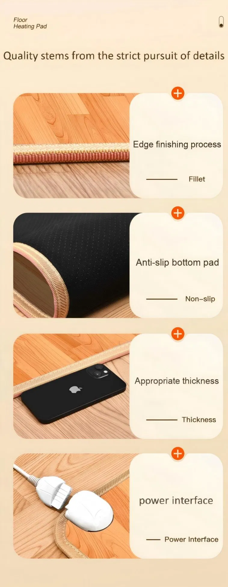 Ultra-Slim Electric Floor Heating Mat with Custom Temp Control