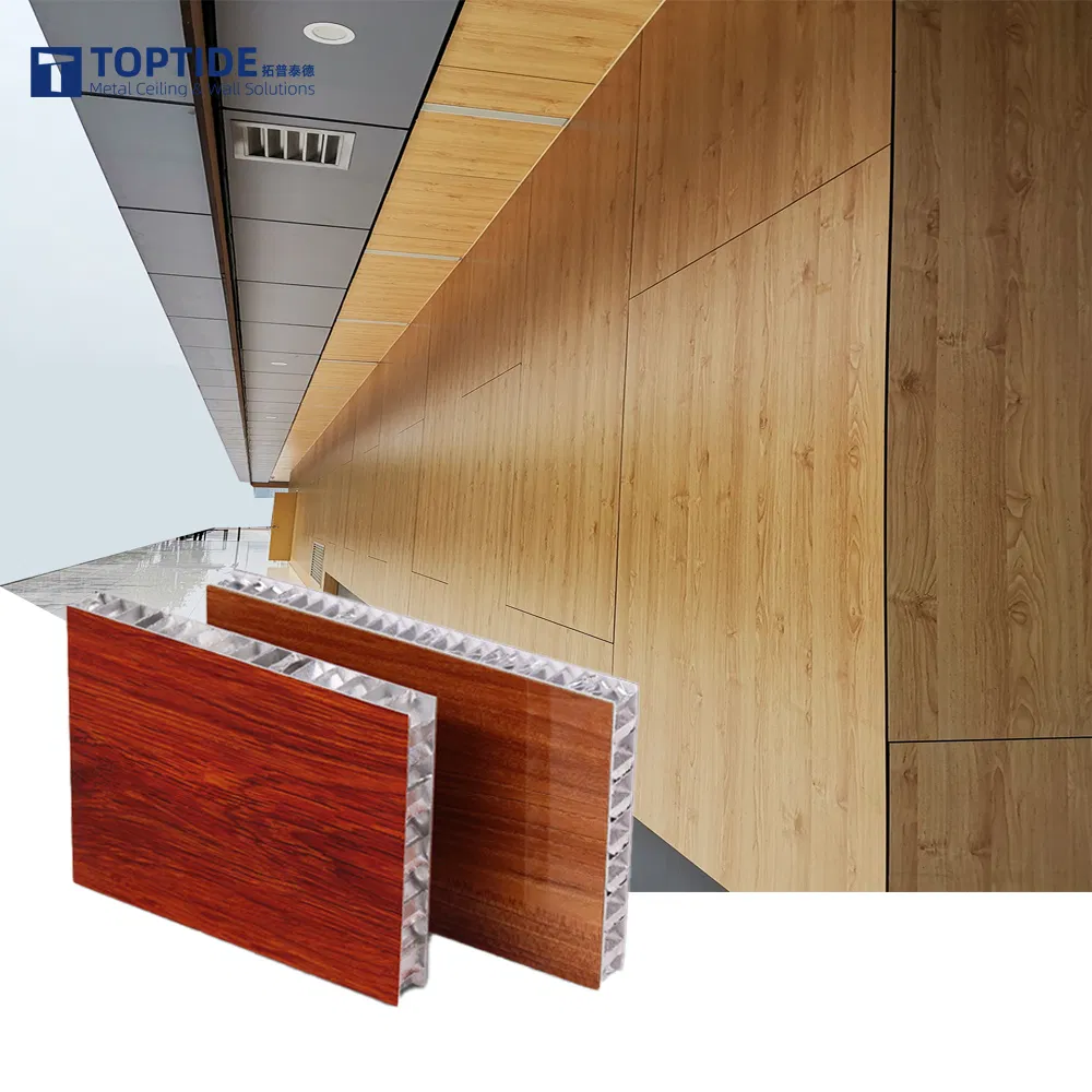 Fireproof Metal Sandwich Panel Interior Decorative Wood Grian Aluminum Honeycomb Panel