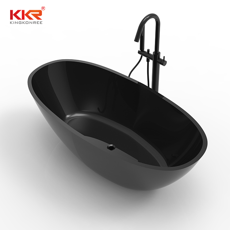 Угловая каменная ванна овальная, бетонный серый