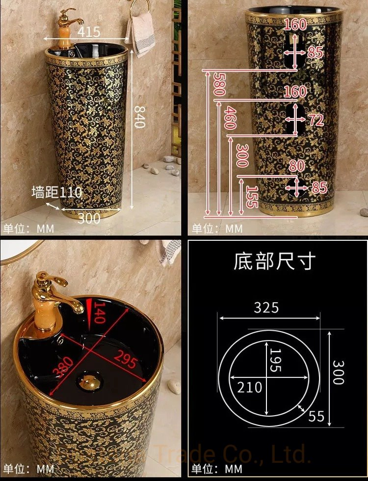 Black and Golden Luxury Bathroom Wc One Piece Gold Sanitaryware Toilet