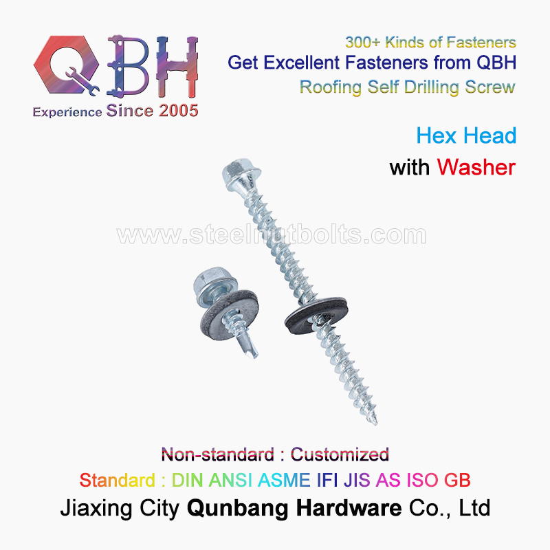 Qbh Standard Non-Standard Metal Carbon Stainless Steel Hex Washer Head Zinc Plated Self Drilling Drill Screw Roofing Screws