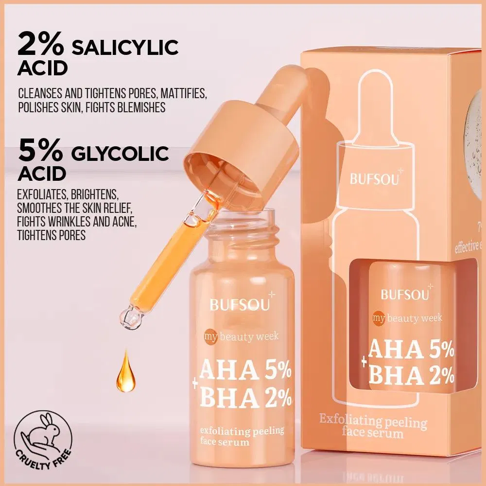 Private Label Natural Organic Aha BHA Serum Salicylic Acids Acne Removal Rejuvenation Deep Peeling Skin Facial Serum Cream
