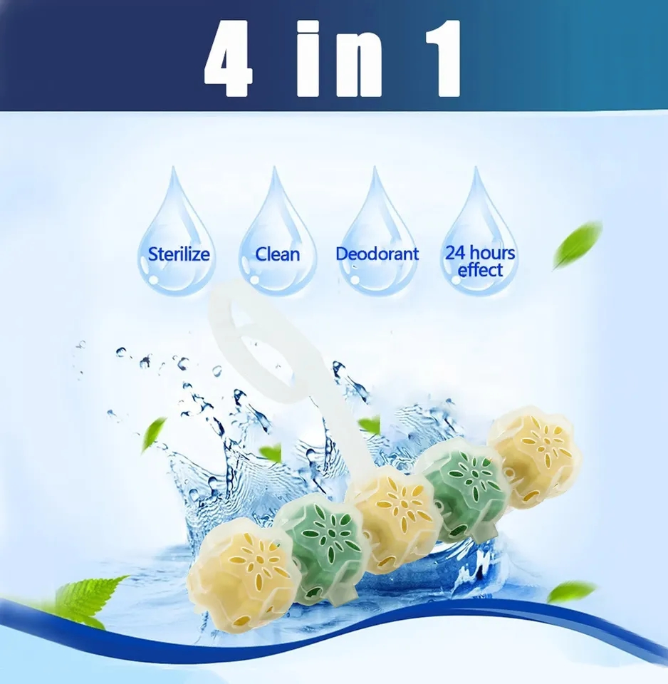 Household Colorful 5 Ball Hanging Flush Cleaner Toilet Freshener Ball