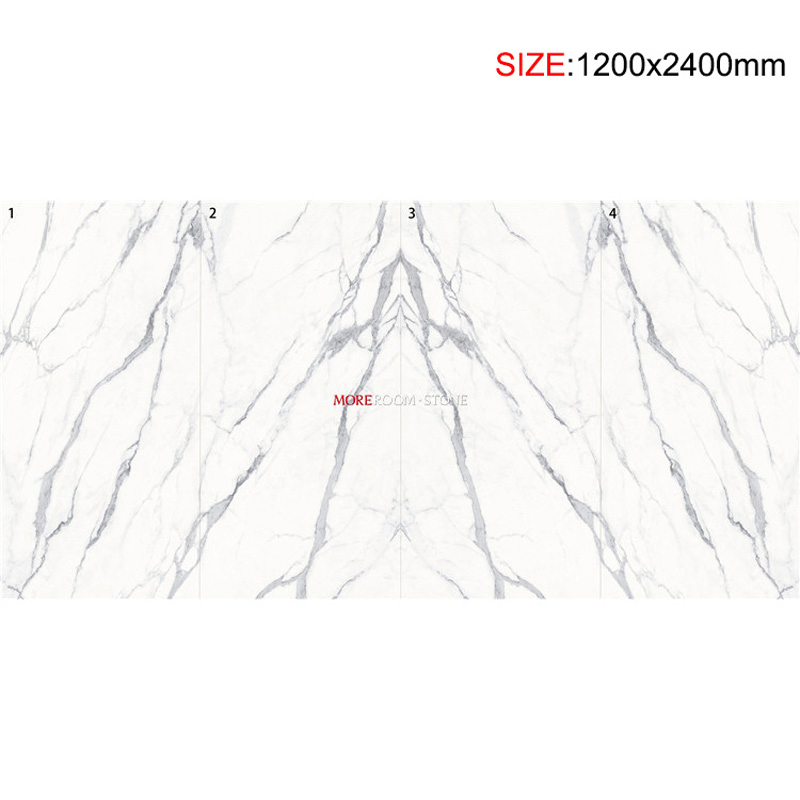Villa Indoor Outdoor Wall Floor Bookmatched Calacatta Calcutta Bianco Carrara Oro White Grey Golden Veins Marble Porcelain Ceramic Tiles 1200X2400