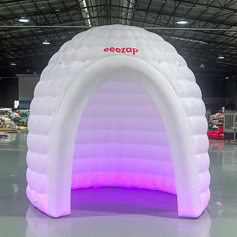 Customizable Logo Inflatable Tent Portable Foldable Outdoor Advertising Round Canopy with Colorful Lights