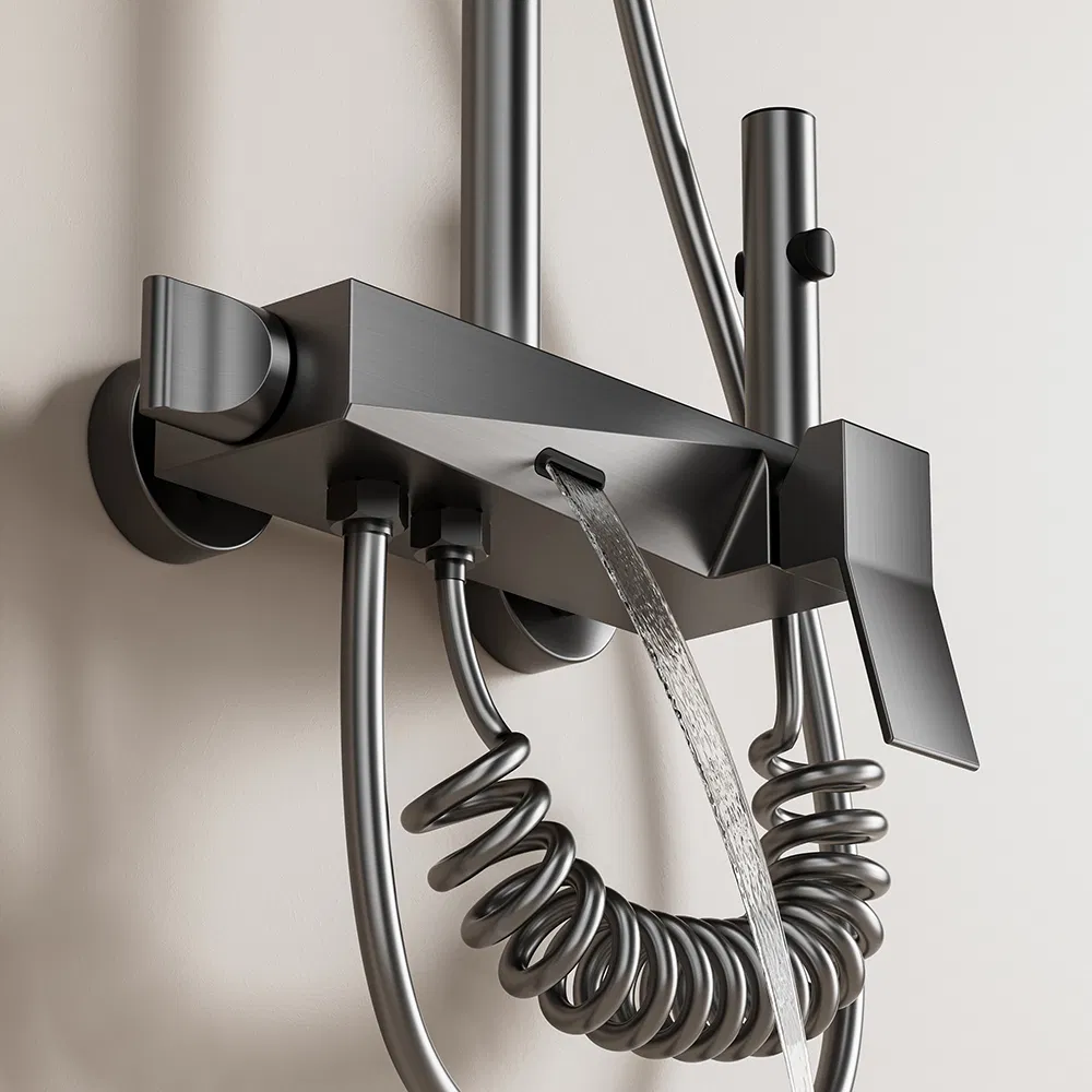 Bathroom Rain Shower Mixer Shower Bathing Set Contemporary Exposed Shower Faucet System Dual Handle