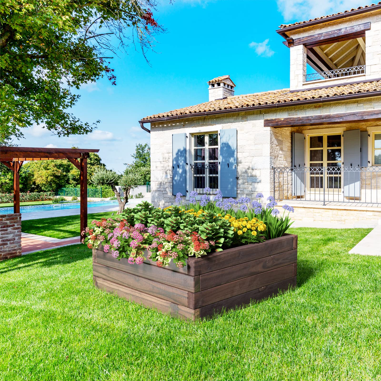 Грядка приподнятая для цветов овощей патио сада