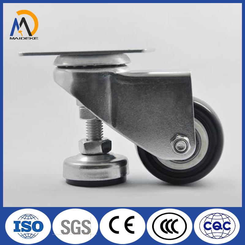 Universal Red and Black Polyurethane Leveling Casters, Silent PU Casters with a Load Capacity of 60kg.