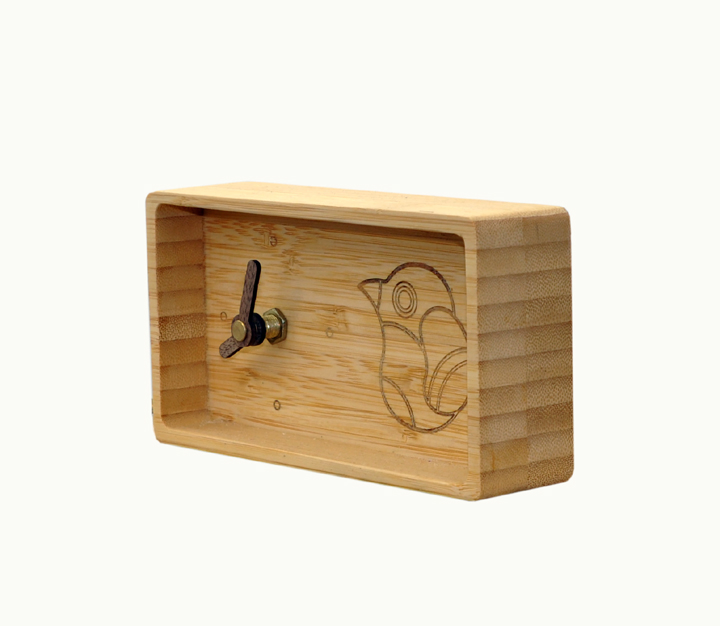 Bamboo Digital Birds Chime Pointer Clock