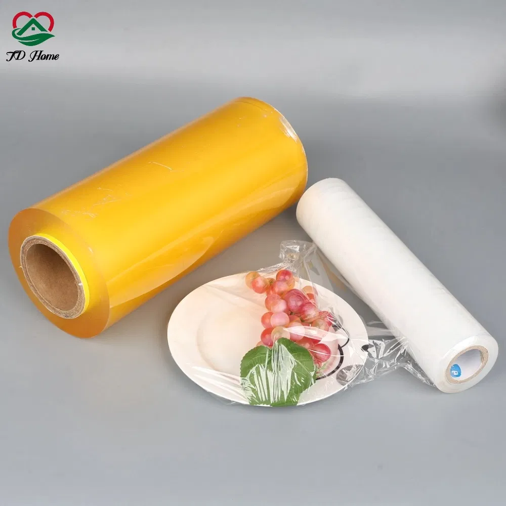 Food Grade PVC Wrapping Cling Film Food Packaging Plastic Soft PVC Cling Film Large Jumbo Roll 35cm*500m/ 45cm*500m