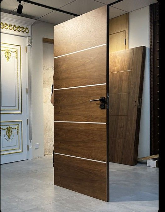 Hinge Style Solid Wood with Nature Veneer Skin Interior Room Door Finished Surface Bedroom for Modern Houses Apartment