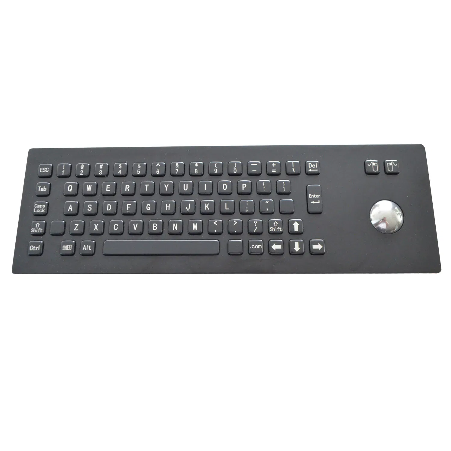 Vandal-Proof Waterproof Industrial Rugged Black Backlit Metal Keyboard with Trackball