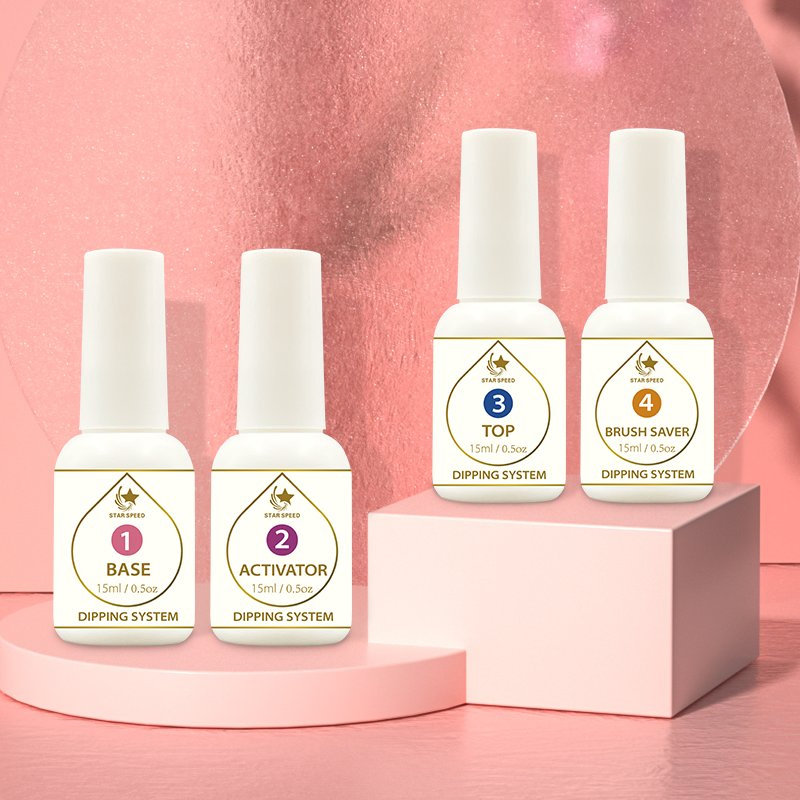 2022 OEM Custom Private Label 4 In1 Quick Dry Bulk Nail DIP Dipping Powder Starter Kit Set with Base Top Coat Activator Liquid
