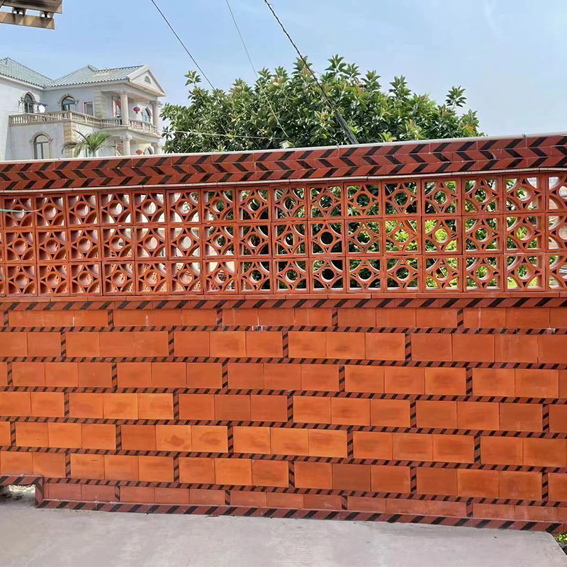 Chinese-Style Antique Lattice Brick Perforated Red Hollow Bricks Ventilated Facade Terracotta Tile