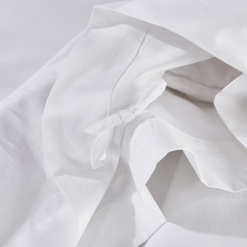 Solid White Cotton Satin Home Hotel Textile Premium Bed Linen Flat Sheet Embroidery Pillow Cases Quilt Cover Bedroom Bed Sheet Bedding Set with Gift Kit