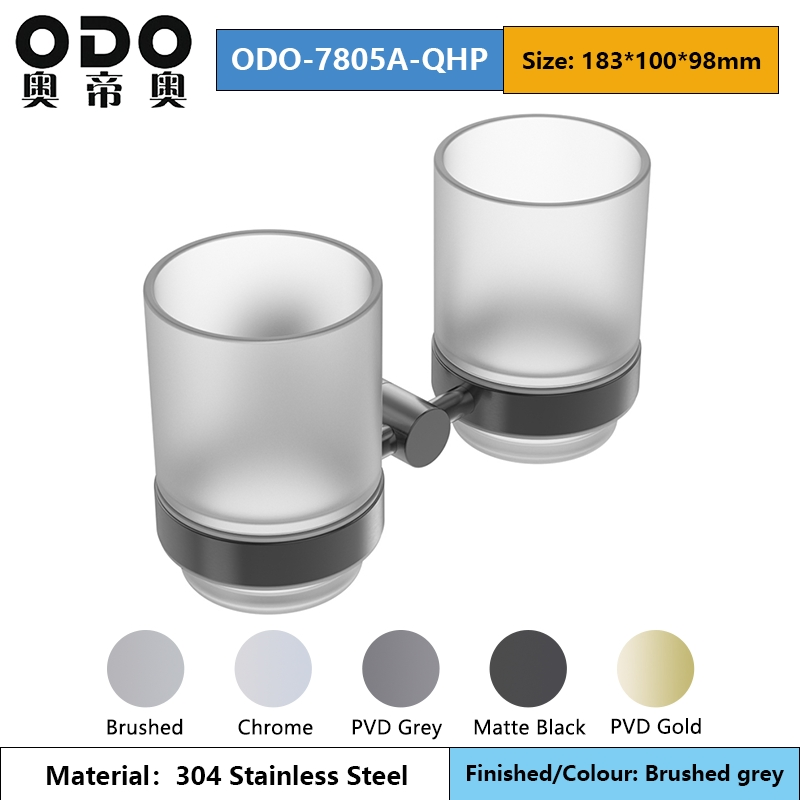 Держатель для стаканов PVD Grey с двумя стаканами