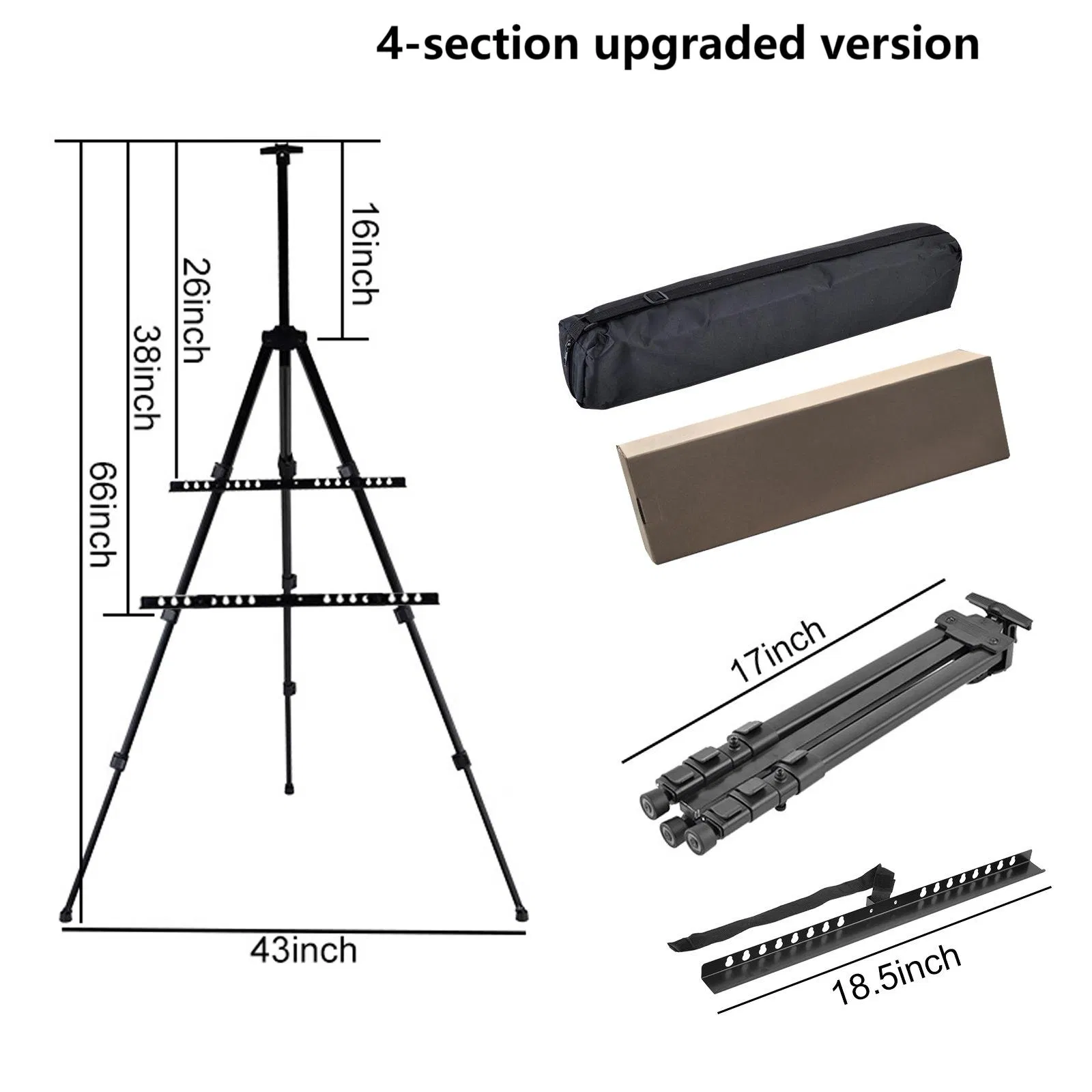 Display Rack 4 Section Aluminum Alloy Pop Stand Portable Telescopic Tripod Advertising
